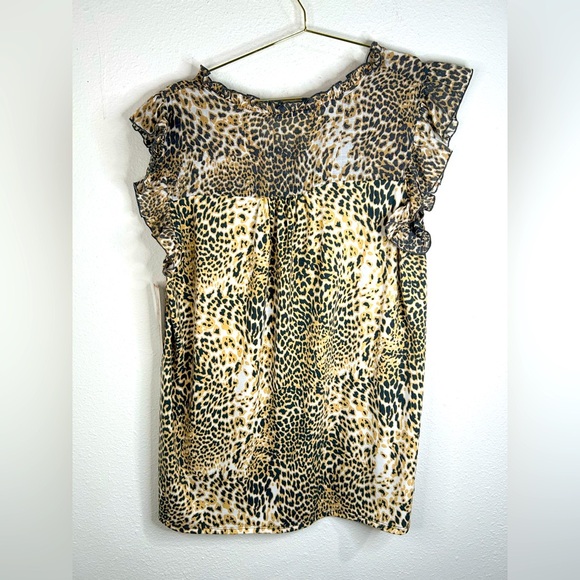 Indigo Rose Plus Size 2X Leopard Print Blouse Boho Tassel Tie Flutter Sleeve Top - Picture 6 of 6